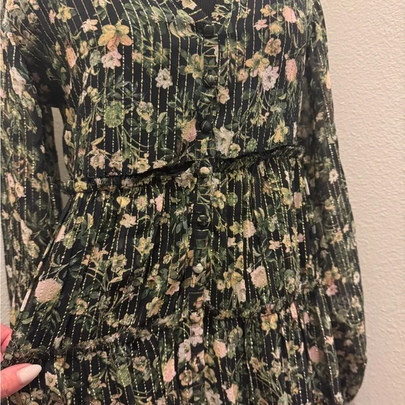Rococo Sand x Revolve Flora High Low Maxi Dress Green Black Gold Floral M - Picture 4 of 14